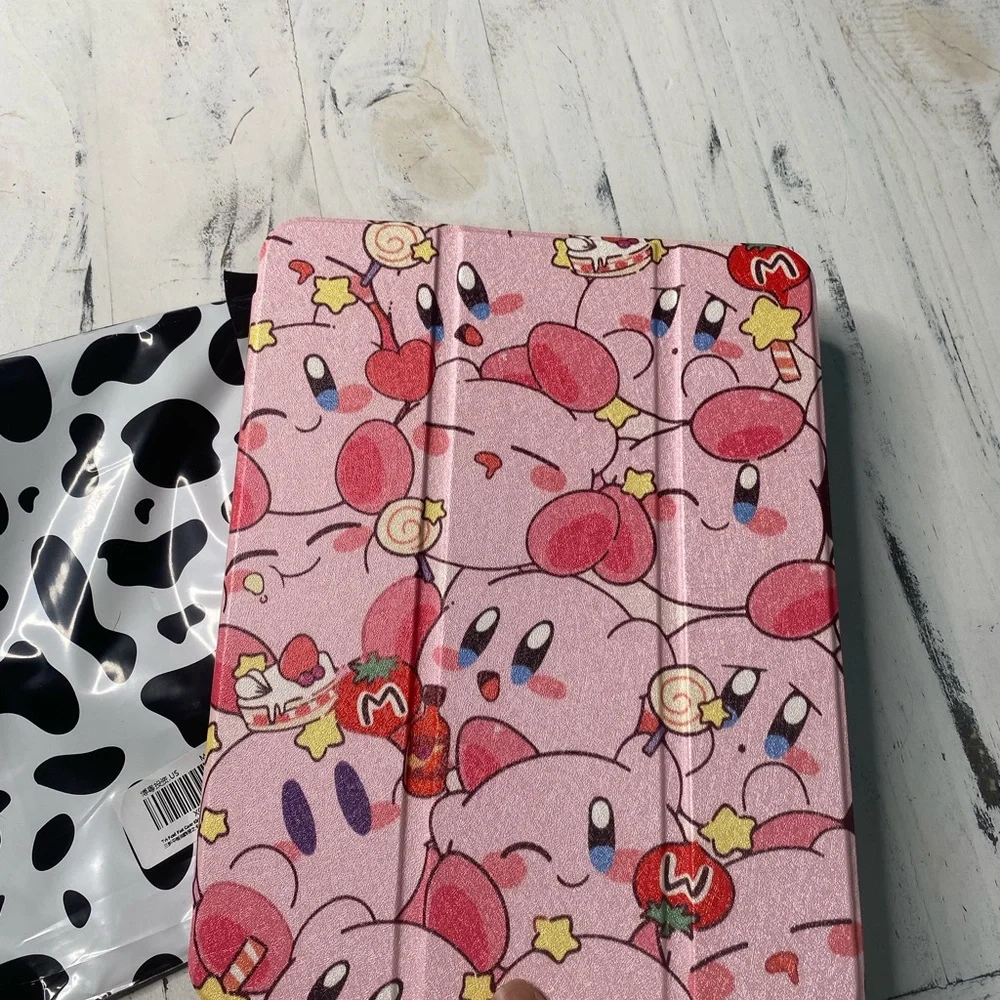 Pink Tablet Case with Kirby Cartoon Design